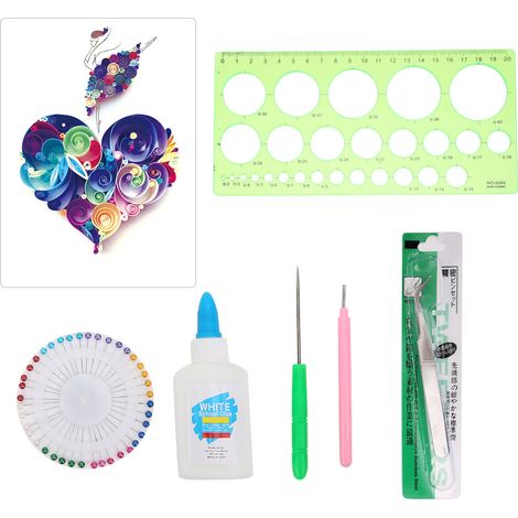 Kit de quilling, kit de matériel de loisirs créatifs pour quilling, kit de quilling pour débutants, kit d'outils pour bandes de papier à quilling, ensemble de 8 pièces