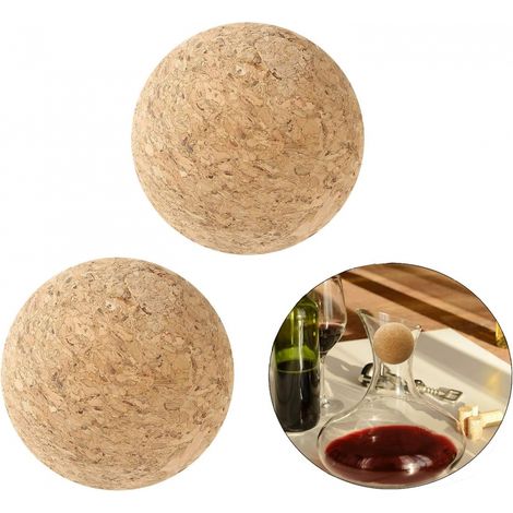 2 boules de liège pour bouteilles de vin, bouchon en liège et bois pour carafes et décanteurs à vin-AquaForge (1/5)