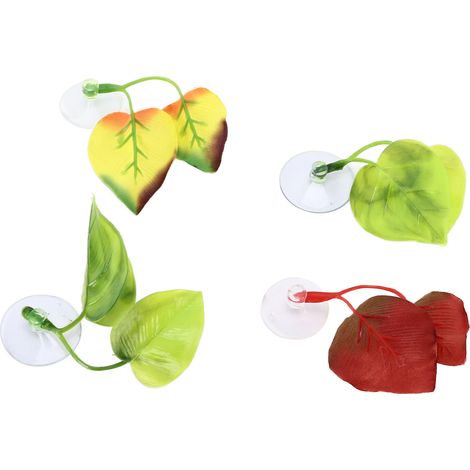 Feuille de poisson Betta Double conception, point de repos léger et réaliste avec ventouse pour réservoir 4 pièces (1/5)
