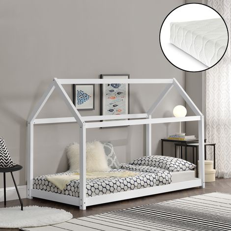 Kinderbett Netstal 90x200 cm mit Kaltschaummatratze Weiß [en.casa] (1/5)