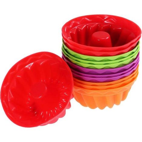Moules à gâteaux ronds en silicone Ounona (lot de 12) pour gâteaux mousseline, antiadhésifs et compatibles avec le four, parfaits pour les organisateurs d'événements. (1/5)