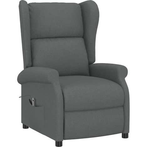 Sillón reclinable para TV con borde lateral muy cómodo en tela gris oscuro DEC028617 (1/5)