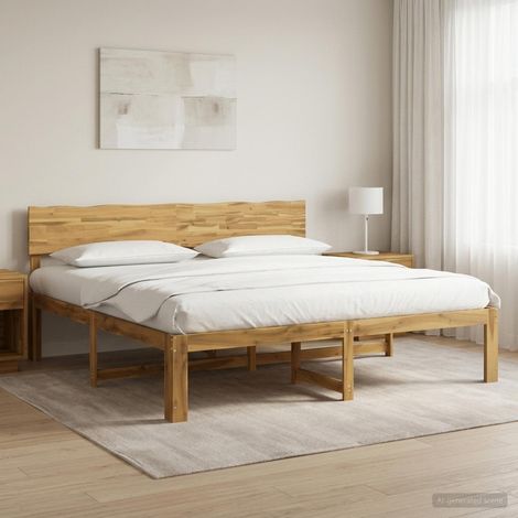 Cama doble con cabecero ROSTOCK Blanco 200 x 200 cm (1/5)