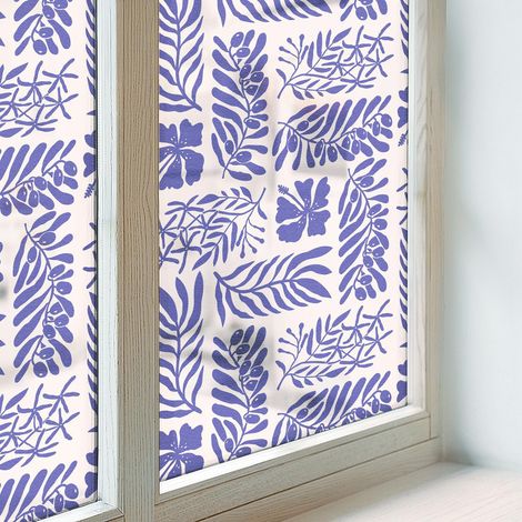 Klebefolie 100x146 cm PVC Sichtschutz Fenster Dekorativ Dekorfolie Blickdicht Selbstklebend Folie für Badezimmer Schlafzimmer Milchglas Pflanzenmuster