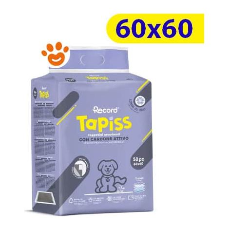 Record Tapiss ai Carboni Attivi (60x60) Tappetini Igienici Assorbenti - Confezione 50 Tappetini - Tappetini Assorbenti