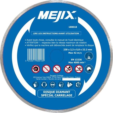 Disque diamant 180018 - 230 mm BR 25.4/22.2 mm (1/2)