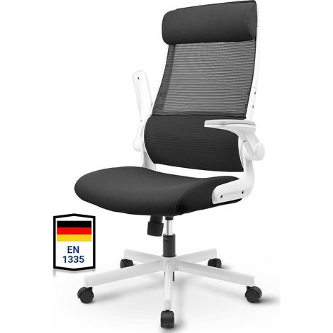 Ergonomischer Bürostuhl aus Mesh mit Klapparmlehnen - Schwarz (1/5)