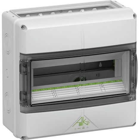 Spelsberg Minidistribuidor, gris, tipo de protección IP65, 14 TE, resistencia al impacto IK08, clase de protección II, tensión nominal 400V AC, DLG, UL-EU, VDE, libre de halógenos, 73351401
