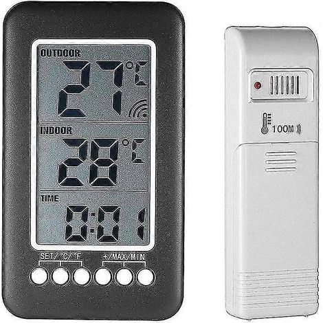 Thermomètre Interieur Exterieur Sans Fil Avec Horloge Numérique Station Meteo Sans Fil Avec Capteur Extrieur, Black Friday 2020 Moniteur De Temprature A (1/3)