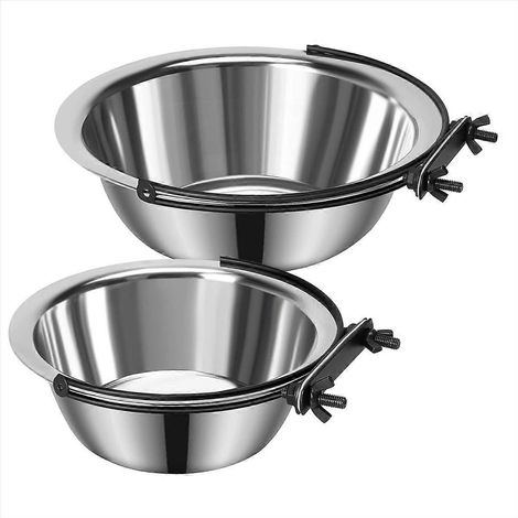 Gamelles pour chien, Gamelle pour cage, Lot de 2 gamelles pour nourriture et eau pour animaux (1/5)
