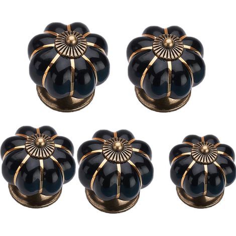 AIDUCHO Pomos de puerta de armario, tiradores de cajones de cómoda, tiradores de armarios de cocina, herrajes de cobre vintage con tornillos (negro), 5 unidades (1/4)