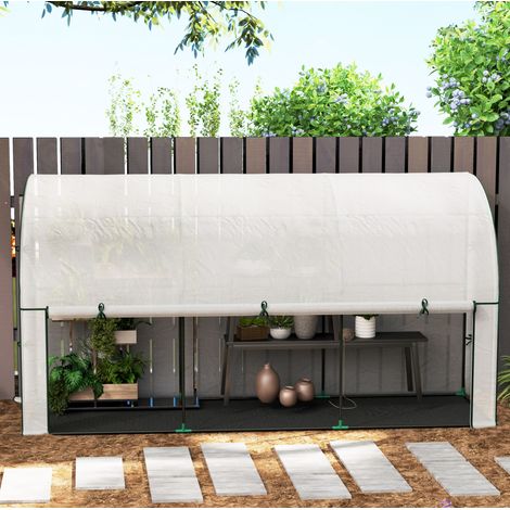 Serra da giardino a parete 200 x 80 x 157 cm con porta arrotolabile, bianca DESVIAE (1/5)