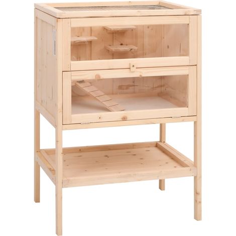 Jaula para hámster 55 x 40 x 80 cm madera maciza de abeto marrón 020041678