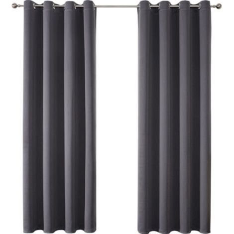Blackout Curtains, Set of 2, 132 x 160 cm, Soft and Attractive Blackout Curtains for Living Room and Bedroom, Home Decor, Washable, Dark Grey
