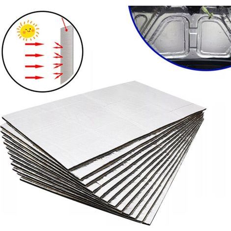 Lot de 10 coussinets d'isolation acoustique pour voiture, pour sol et toit, auto-adhésifs, à découper soi-même, 250 x 180 x 5 mm (1/4)