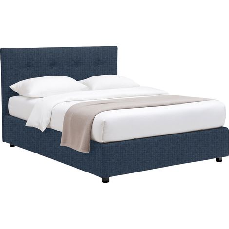 Letto Piazza e Mezza Luton, Sfoderabile, Contenitore Made in Italy, blu