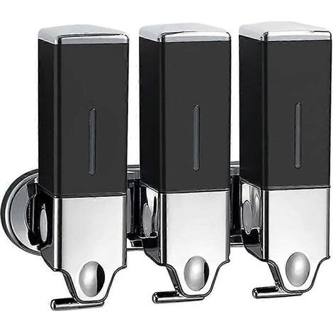 Distributeur De Savon - 1500 Ml - Pour Salle De Bain Et Douche - Rechargeable - Noir (1/5)