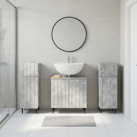 vidaXL 3 Piece Bathroom Cabinet Set ZWOLLE Concrete Grey (1/5)