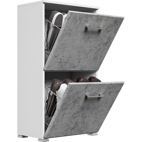Schuhschrank Emotion 2 Klappen 8 Paar 52x96 cm Weiss-Beton (1/5)