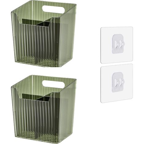 Lot de 2 bacs de rangement muraux pour douche, étagères de salle de bain, bac adhésif suspendu pour salle de bain, vert (1/5)
