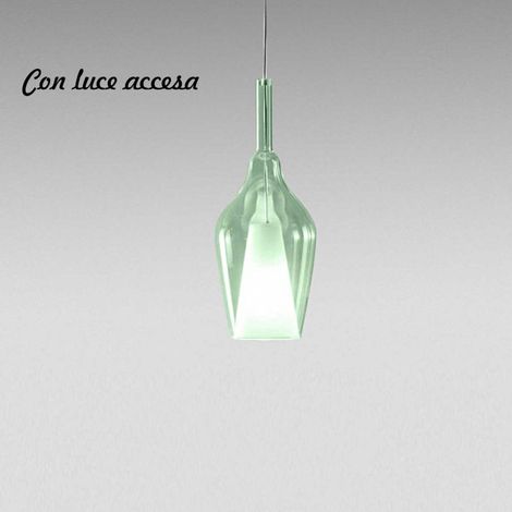 Lampadario moderno gea luce ofelia mini s12 g9 led metallo vetro sospensione, vetro verde trasparente