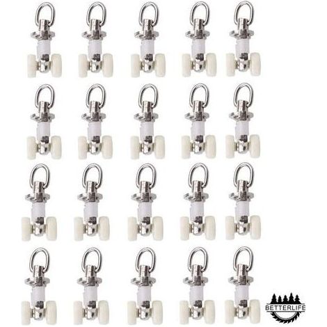Lot de 20 rouleaux de rail planeur de voie de rideau – Roues en alliage d'aluminium 10mm – Pour armoires et bibliothèques – Dimensions 4,5 x 1 cm (1/5)