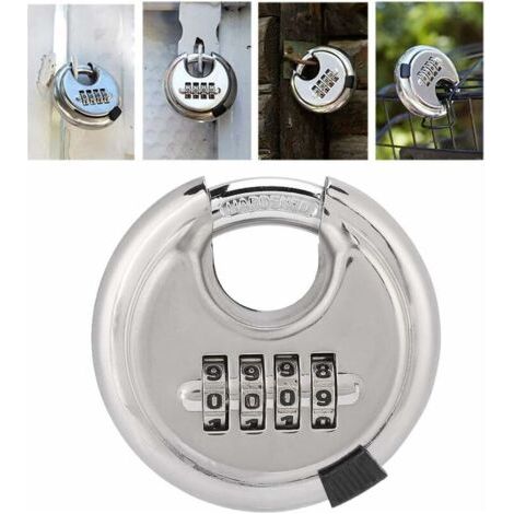 Cadenas à Combinaison Cadenas à Code à 4 Chiffres Cadenas de Sécurité en Acier Inoxydable Serrure Ronde Sans Clé pour Armoires, Casier de Sport,Guazhuni Boîte à Outils, Poignées de Porte (Argent) (1/5)