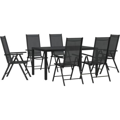 Maison Exclusive - 7-tlg. Garten-Essgruppe Schwarz Aluminium