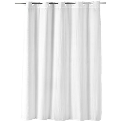 Douceur d'Intérieur - Tenda da doccia in microfibra goffrata, con occhielli, 180 x 200 cm, colore: Bianco (1/3)