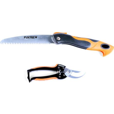 FUXTEC 2er Set Handgartenwerkzeug Klappsäge Rebschere Gartenwerkzeug Gartengeräteset Garten Klappsäge