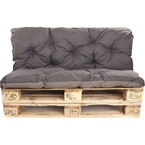 Setgarden – Coussins palette 120x60 cm – Assise et dossier matelassés – Imperméables et résistants à l'abrasion – Fixation stable avec attaches