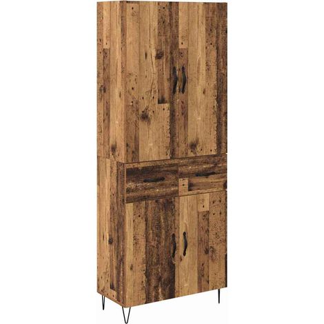 2 pcs Armoires Hauts de rangement - Armoires De Chambre Bois ancien Bois d'ingénierie et verre fr6784 - Maison La Vie (1/5)