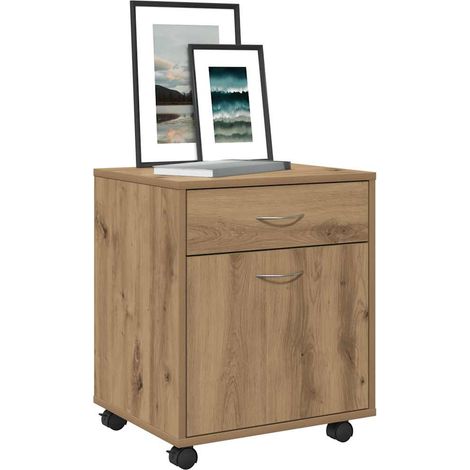 Armoire roulante-Meuble de rangement mobile chêne artisanal 45x38x54 cm bois d'ingénierie 215603 (1/5)