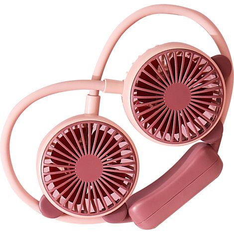 Tragbarer, faltbarer, per USB aufladbarer Nackenventilator mit Freisprechfunktion, Mini-Hängeventilator für Büro und Reisen, Taro-Lila (1/5)