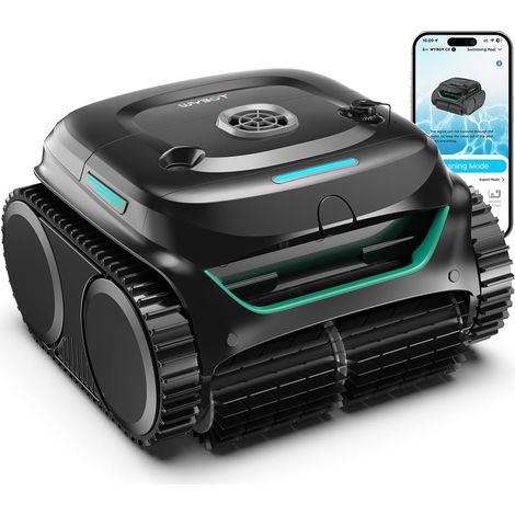 Wireless Pool Robot, 3 Motors, Double Filtration, Bottom Cleaning, Walls and Water Line, Autonomy 180 Min, for Buried Pools Max 150㎡, App Included (Charcoal Green-Grey) (1/5)