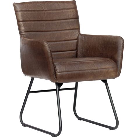 Stuhl Echtleder 62x59x86 dunkelbraun IRON LABEL 06
