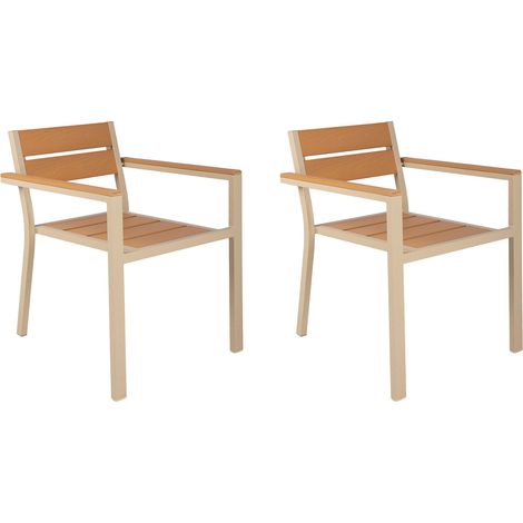 Lot de 2 Fauteuils en aluminium et bois creme