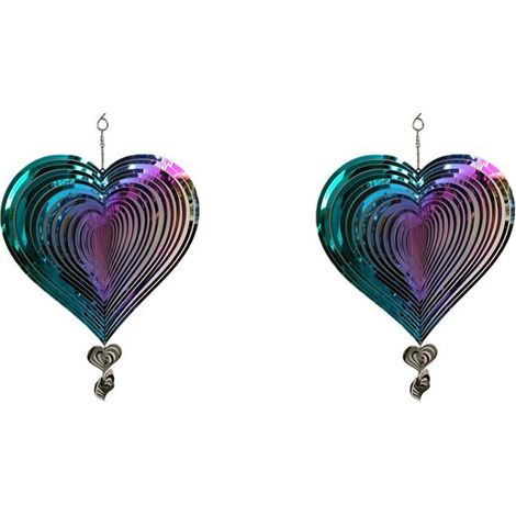 2 campanillas de viento giratorias 3D, ideas de regalo para dormitorio, boda, jardín, decoración colgante para exteriores, estética, 25 x 40 cm (1/4)