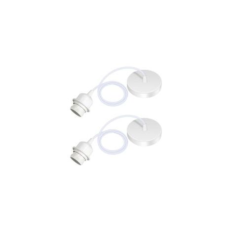 Lot de 2 Suspension E27 Avec Anneau à Vis, Câble Réglable 100CM, E27 Porte Lampe Suspension, Compatible Avec Abat-jour, pour Éclairage au Plafond Salon, Chambre(Blanc)
