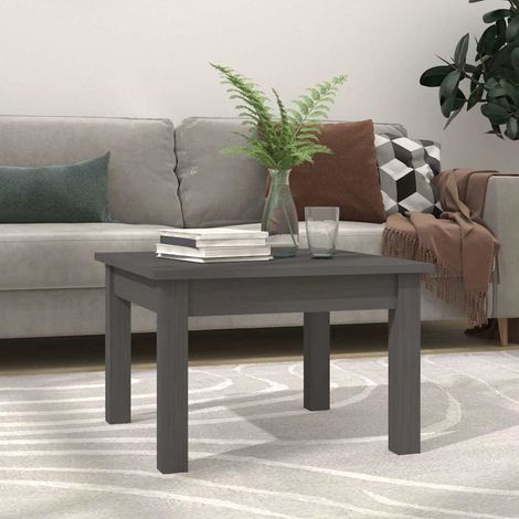 vidaXL Table basse Gris 45x45x30 cm Bois massif de pin (1/5)