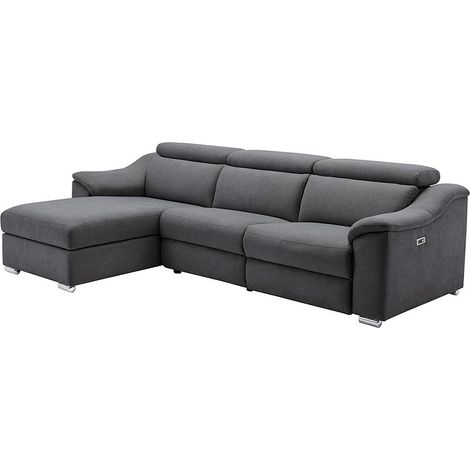 Canapé d'angle relax électrique en tissu anthracite PEDRERA - Angle gauche (1/5)