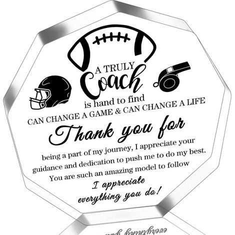 Plaque acrylique déco bureau, cadeau remerciement pour coach de football homme, présent motivant pour l'entraîneur, idée cadeau fête des professeurs et Noël - 10x10x1cm (1/5)