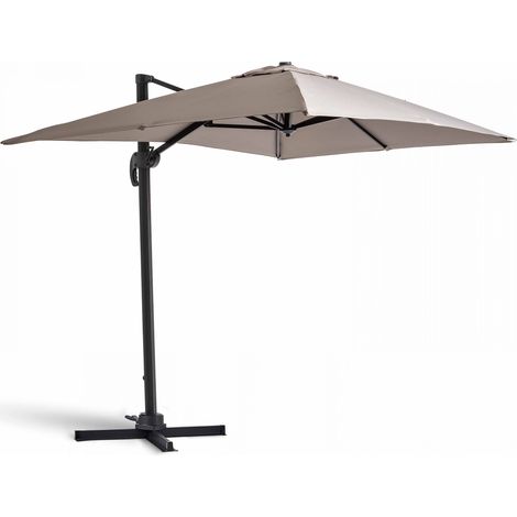 Oviala – Parasol déporté inclinable rotatif 2x3m – Structure aluminium 100% – Toile polyester imperméable – Surface d'ombrage 6m²
