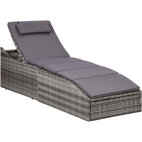 vidaXL Tumbona con cojín ratán sintético gris (1/5)
