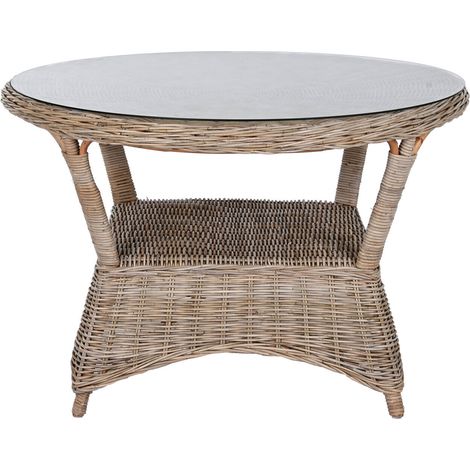 Mesa Comedor Ratan 120X120X82 Cristal Templado (1/5)