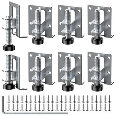 FENOPLASTICALot de 8 pieds de meubles réglables 55/102 mm - Pieds de nivellement de meubles robustes - Pieds réglables en hauteur pour meubles avec 48 petites vis et 1 clé Allen pour armoires, étagère (1/5)