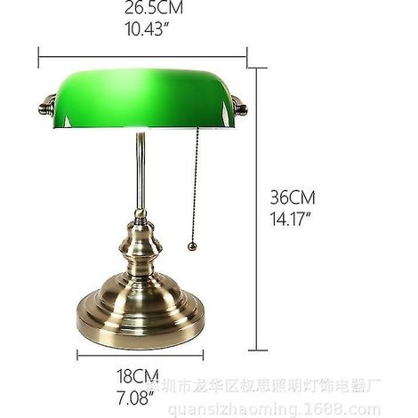 Lampe de banquier ancienne, lampe de table rétro idéale pour bureau, bibliothèque, chambre à coucher, verte (1/2)