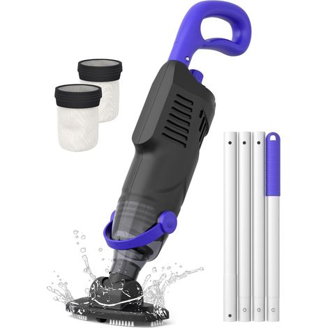 Aspirateur de Piscine pour piscines Hors Sol, aspirateur pour Spa équipé d'un Moteur de 60 W, aspirateur de Piscine Compact et léger avec Une Batterie de 5 000 mAh (Noir) (1/5)