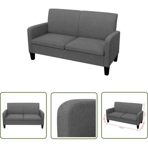 The Living Store Canapé à 2 places 135x65x76 cm Gris foncé - Canapé Deux Places - Canapé Moderne - Canapé Gris - Canapé Design - Meubles Salon (1/4)