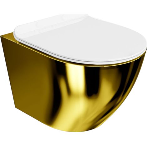 LAVITA Sofi Slim Gold/White WC suspendu  L'abattant de WC à chute lente  WC suspendu sans bord  WC  365x490x395 cm  blanc/or